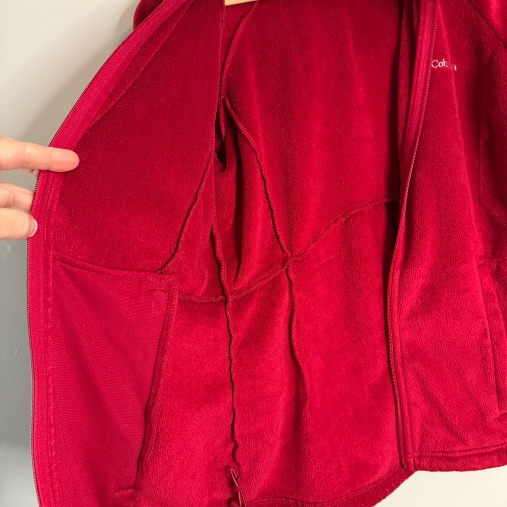 Columbia Women’s Hooded Full-Zip Red Fleece Jacket - Picture 9 of 14